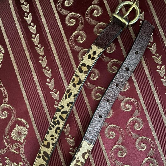 Vintage S Oscar la Renta Genuine Cowhide Leather Cheetah Belt Brown Beige Gold main image 6
